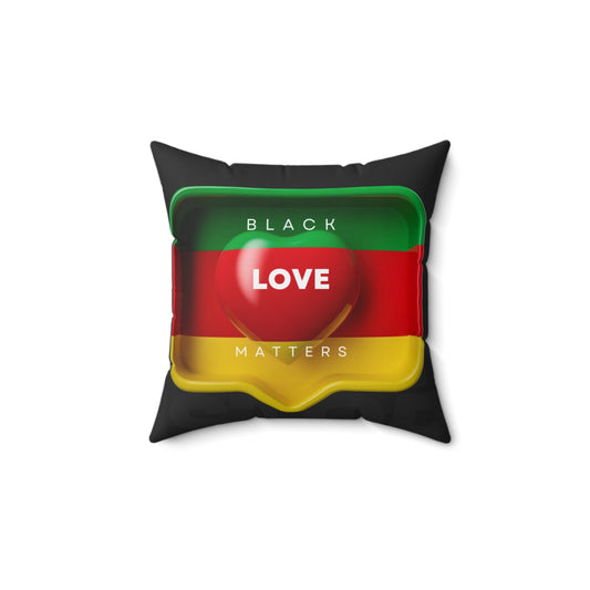 Black Love Spun Polyester Square Pillow